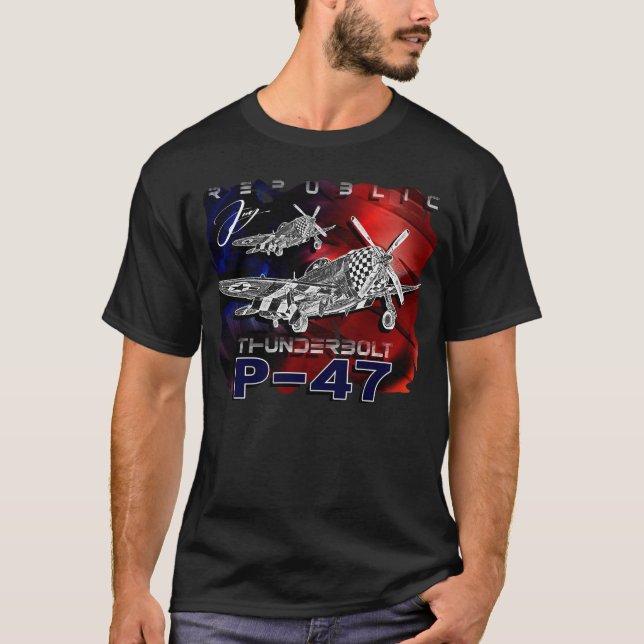 P47 Thunderbolt Republic World War II Fighter T-Shirt (Front)