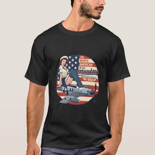 P51 Mustang Aeroplane For Wwii Up T-Shirt (Front)