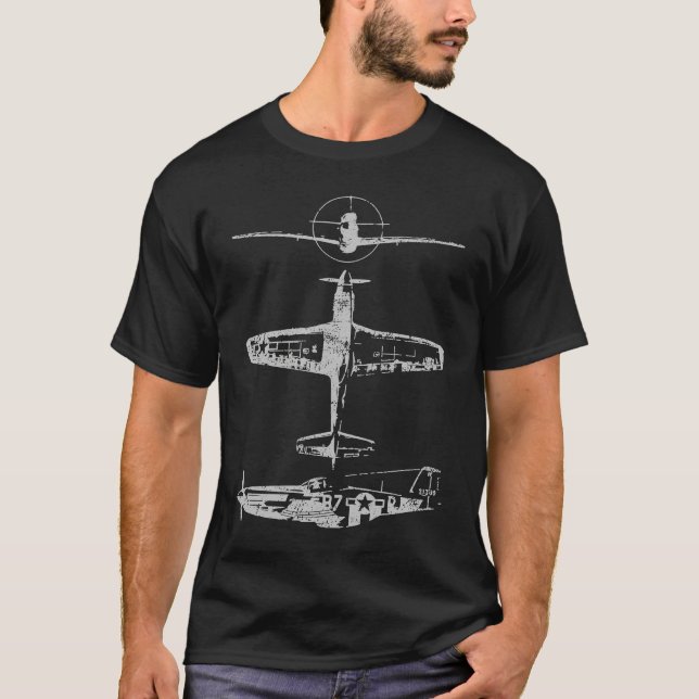 P51 Mustang American WW2 War Plane T-Shirt (Front)