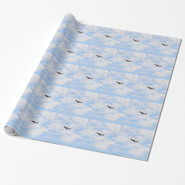 P51 Mustang In Flight Wrapping Paper (Unrolled)