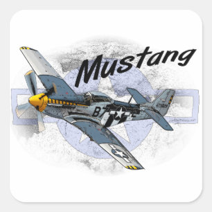 P51 Mustang Square Sticker
