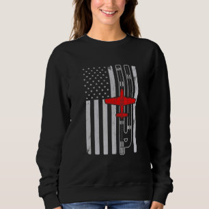 P51 Mustang Ww2 Aeroplane American Flag Runway P51 Sweatshirt