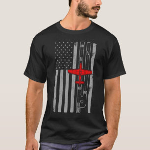P51 Mustang WW2 Aeroplane American Flag Runway P51 T-Shirt