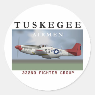 P51D 332nd Fighter Group Classic Round Sticker