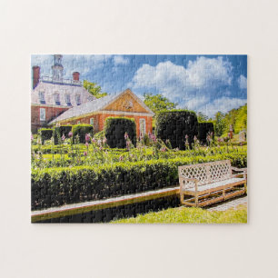 P527004(1)-Colonial Garden with Bench Jigsaw Puzzle