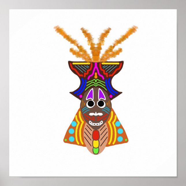 P69 - Colourful African Mask Poster (Front)