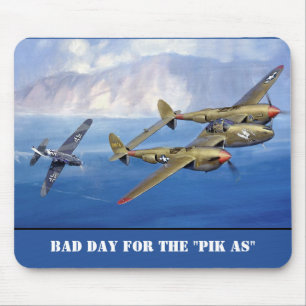 P-38 Aerial Battle with Messerschmitt Mouse Mat