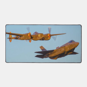 P-38 LIGHTNING and F-35A LIGHTNING II Desk Mat