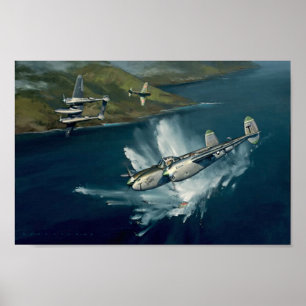 P-38 Lightning Combat by Jack Fellows Poster
