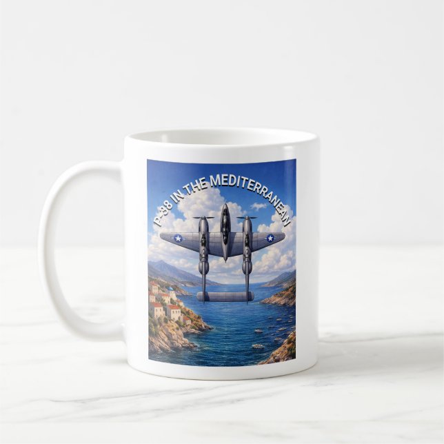 P-38 Lightning in the Mediterranean Theater Coffee Mug (Left)