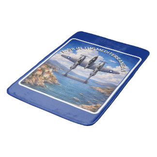 P-38 Lightning Over the Mediterranean Bath Mat