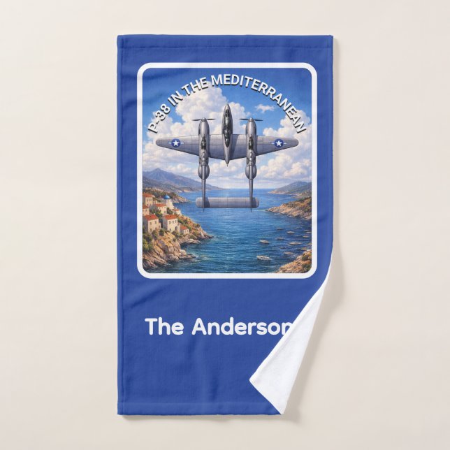 P-38 Lightning Over the Mediterranean Hand Towel (Hand Towel)