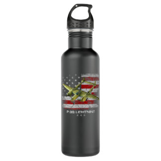 P-38 Lightning P38 WW2 Aircraft Fighter Jet Pilot 710 Ml Water Bottle