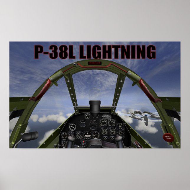 P-38L LIGHTNING COCKPIT VIEW POSTER (Front)