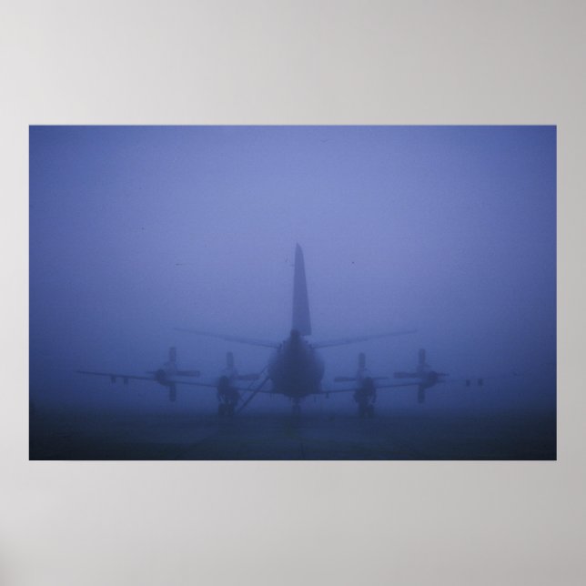 P-3 in Fog Bank Poster (Front)