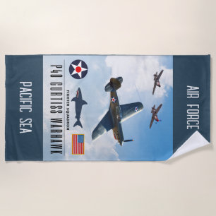 P-40 CURTISS WARHAWK FIGHTER SQUADRON BEACH TOWEL