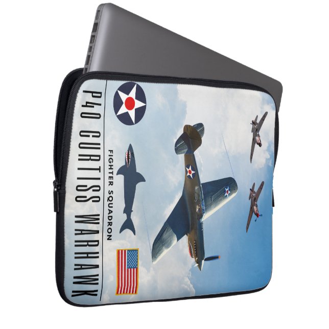 P-40 CURTISS WARHAWK FIGHTER SQUADRON LAPTOP SLEEVE (Front Right)