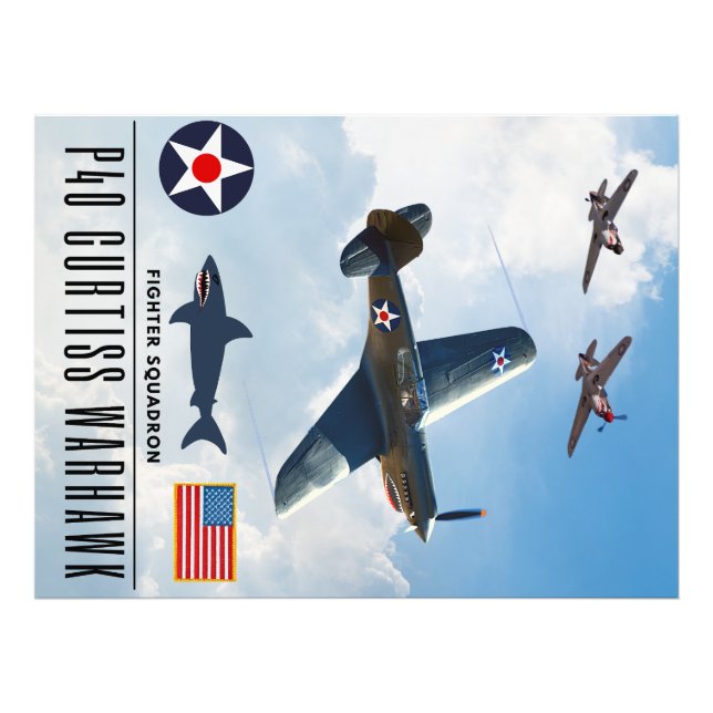 P-40 CURTISS WARHAWK FIGHTER SQUADRON PHOTO PRINT (Front)