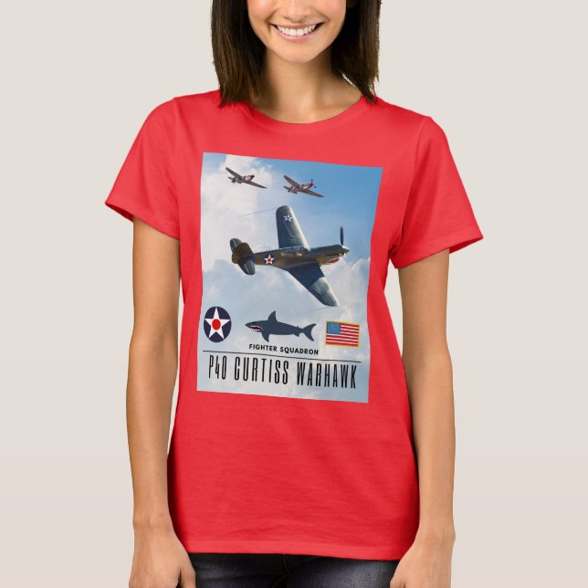 P-40 CURTISS WARHAWK FIGHTER SQUADRON T-Shirt (Front)