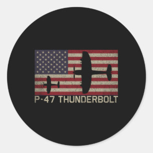 P-47 Thunderbolt Ww2 Fighter Plane Usa Patriotic F Classic Round Sticker