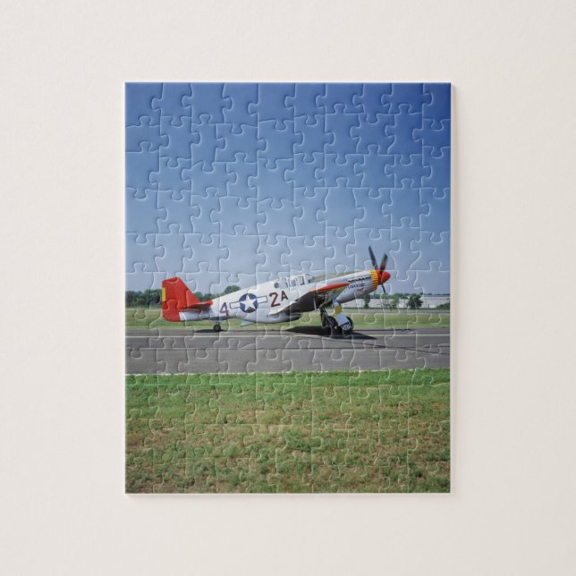 P-51 C Tuskegee Red Tail aeroplane at the CAF Air Jigsaw Puzzle (Vertical)