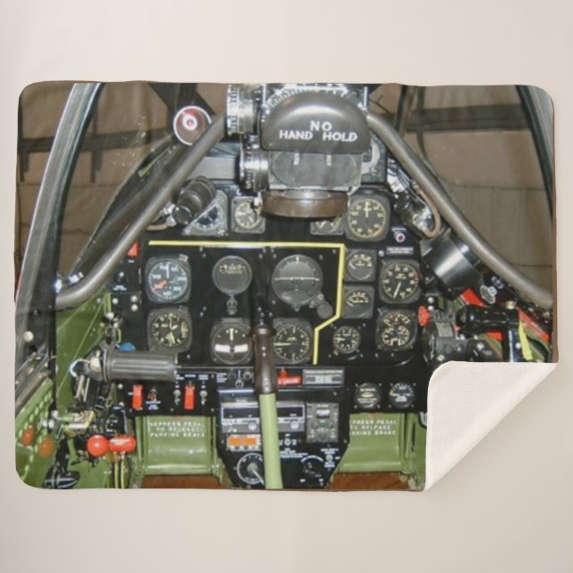 P-51 Cockpit, "Red Tails"  of Tuskegge Airmen Fame Sherpa Blanket (Front (Horizontal))