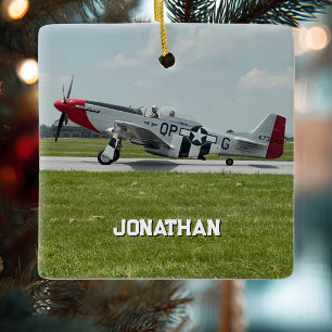P-51 Mustang Airplane Photo Pilot Personalized  Ceramic Ornament