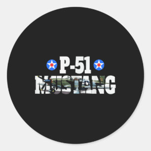 P-51 Mustang American Ww2 Fighter Aeroplane P-51 M Classic Round Sticker