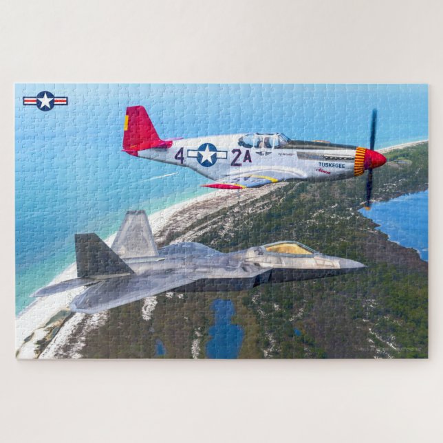 P-51 MUSTANG and F-22 RAPTOR (20x30 INCH) Jigsaw Puzzle (Horizontal)