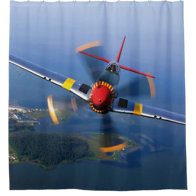 P-51 Mustang Fighter Aeroplane Shower Curtain (Front)