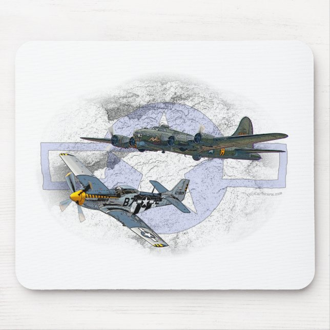 P-51 Mustang flying escort Mouse Mat (Front)