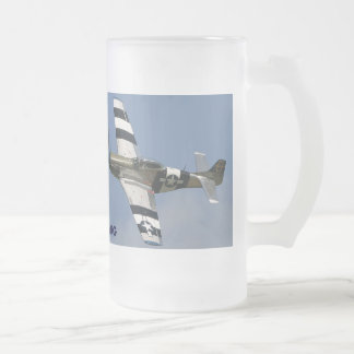 P-51 MUSTANG FROSTED GLASS BEER MUG