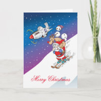P-51 mustang, Merry Christmas card, editable text