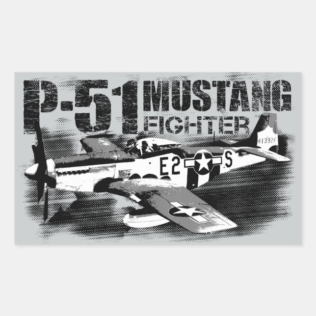 P-51 Mustang Rectangle Stickers (Front)