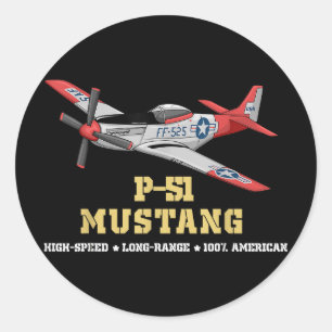 P-51 Mustang World War Ii Fighter Bomber  Classic Round Sticker