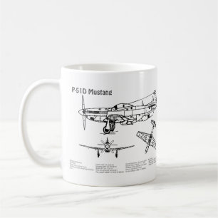 P-51D Mustang - Aeroplane Blueprint BD Coffee Mug