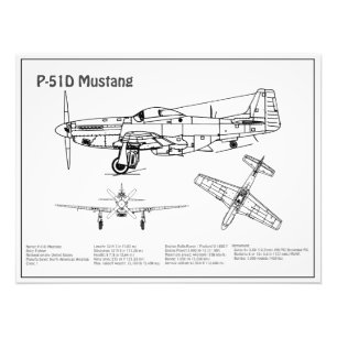 P-51D Mustang - Aeroplane Blueprint BD Photo Print