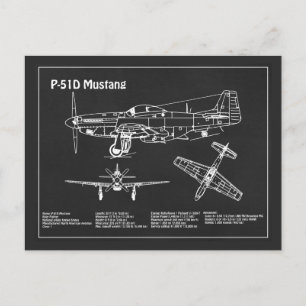 P-51D Mustang - Aeroplane Blueprint PD Postcard