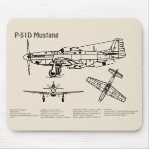 P-51D Mustang - Aeroplane Blueprint SD Mouse Mat