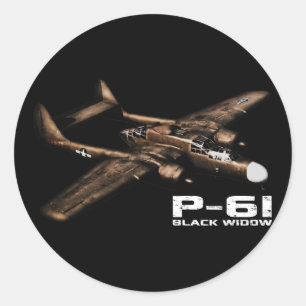 P-61 Black Widow Classic Round Sticker
