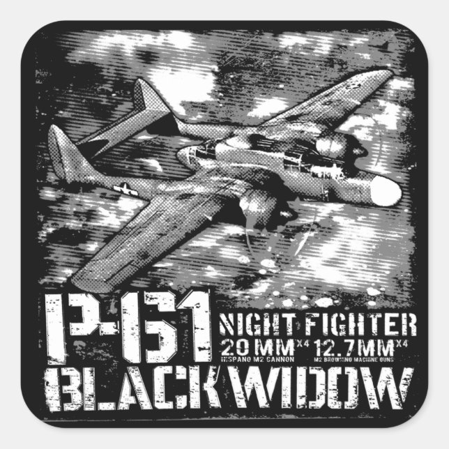 P-61 Black Widow Square Sticker (Front)
