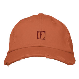 P Alphabet Rustic Outdoor Essential Monogram-Hat Embroidered Hat