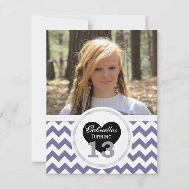 P & B Chevron Pattern 13th Birthday Invitation (Front)