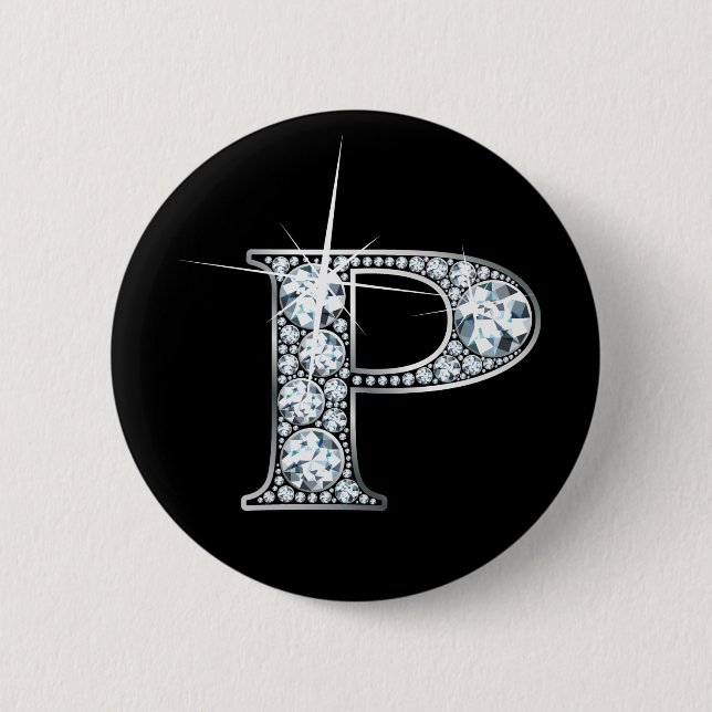 "P" Diamond Bling Button (Front)