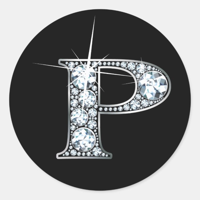 "P" Diamond Bling Sticker (Front)