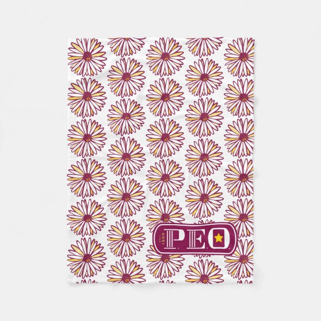 P.E.O. Marguerite Daisy all-over print Fleece Blanket (Front)