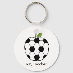 P.E. Teacher Keychain - Soccer Ball Apple