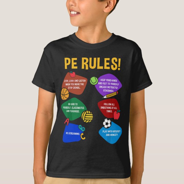 P.E. Teacher Physical Education Rules School Gym M T-Shirt (Front)