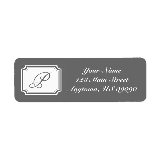 P Fancy Mongram Address Label (Grey) (Front)