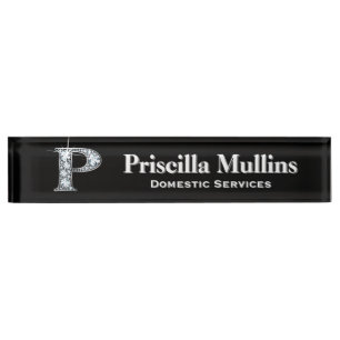 P Faux Diamond Desk Nameplate